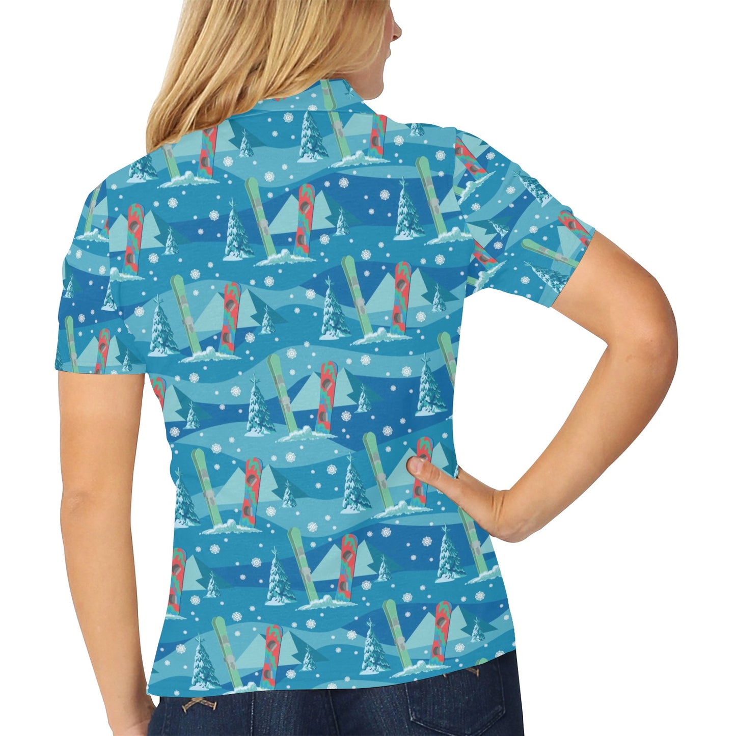 Snowboard Print Design LKS301 Women's Polo Shirt