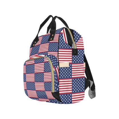 Patriotic US Flag Pattern Print Design A03 Diaper Bag Backpack