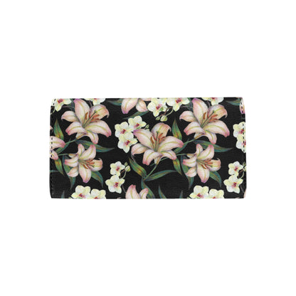 Lily Pattern Print Design LY03 Women's Trifold Wallet