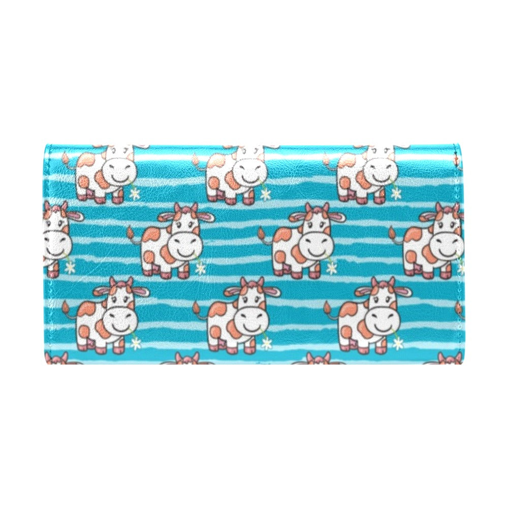 Cow Cute Print Pattern Women's Trifold Wallet