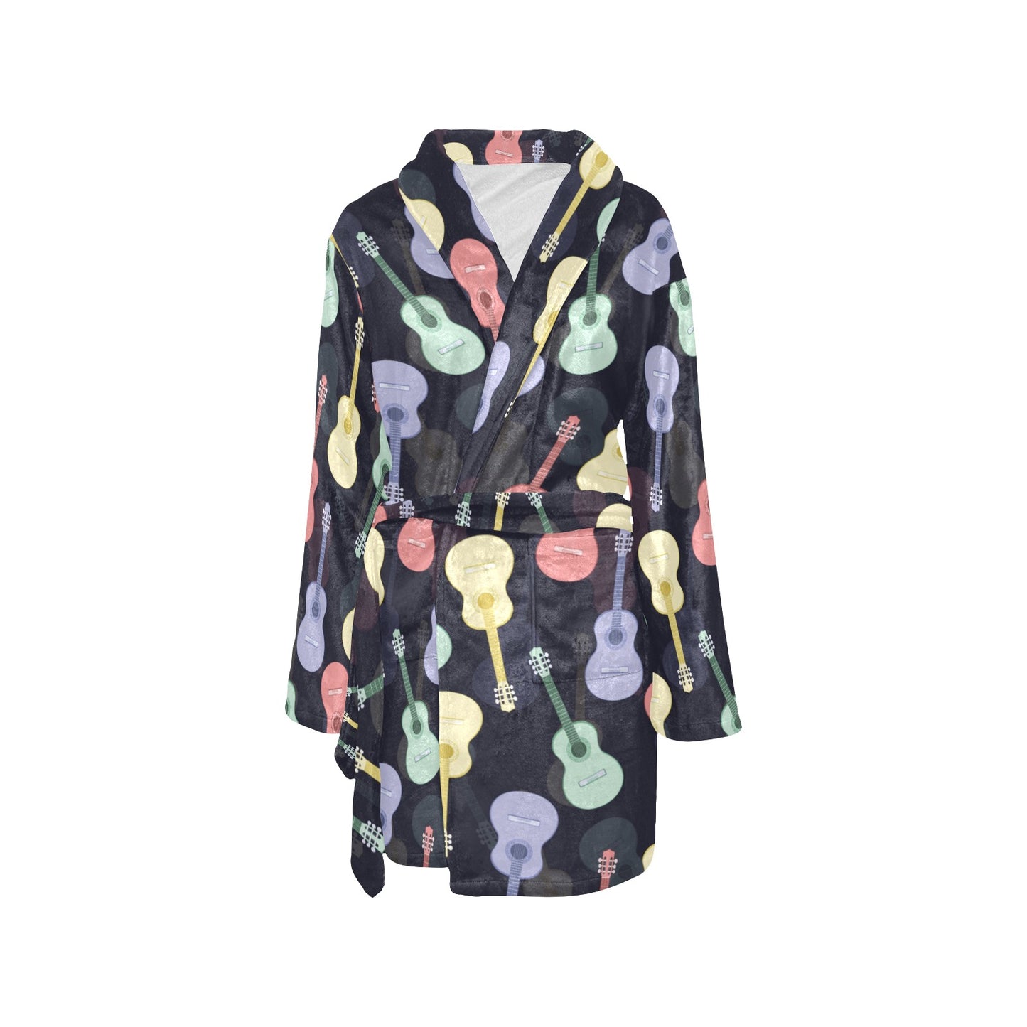 Acoustic Guitar Print Design LKS401 Women's Fleece Robe