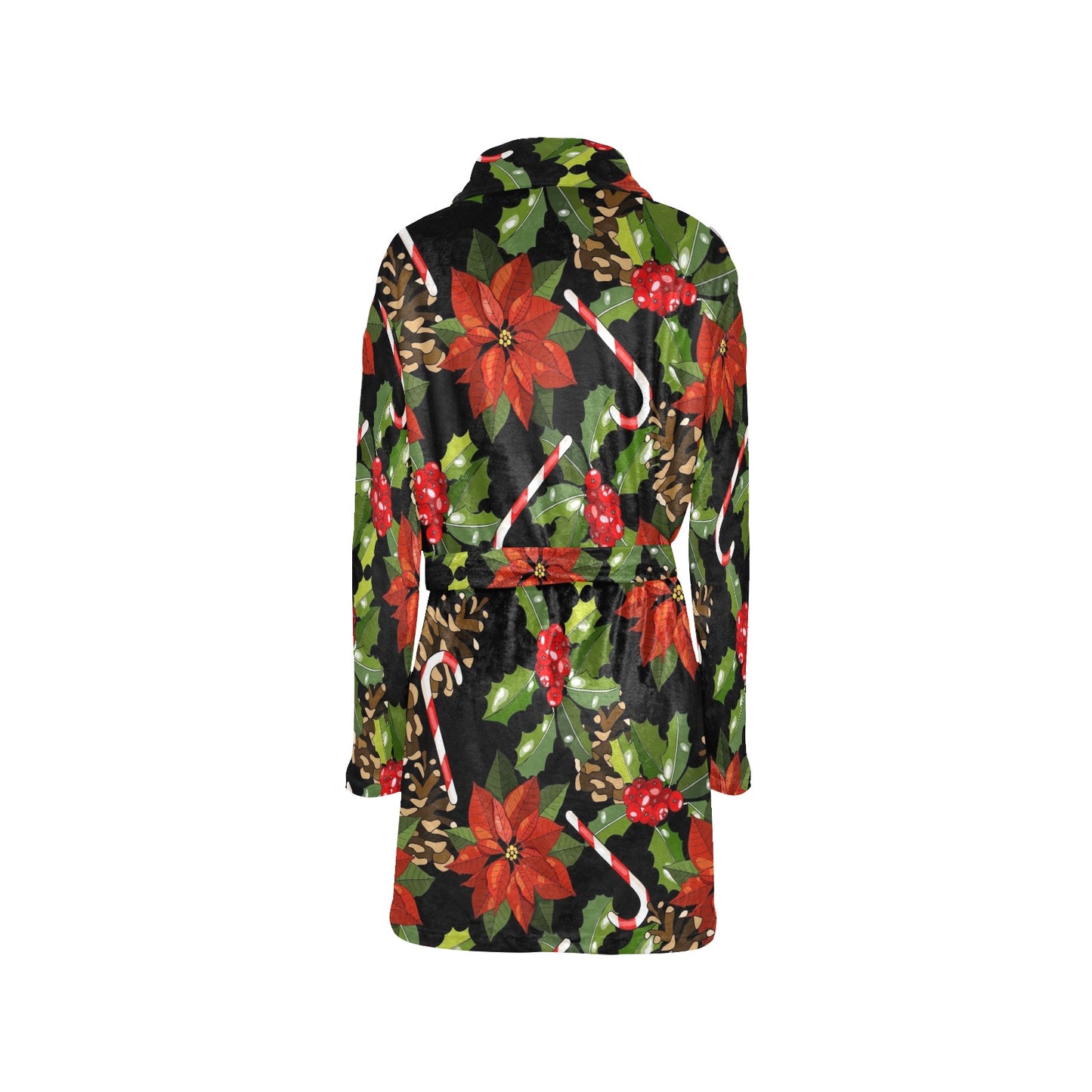 Poinsettia Pattern Print Design POT01 Women's Fleece Robe