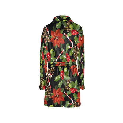 Poinsettia Pattern Print Design POT01 Women's Fleece Robe