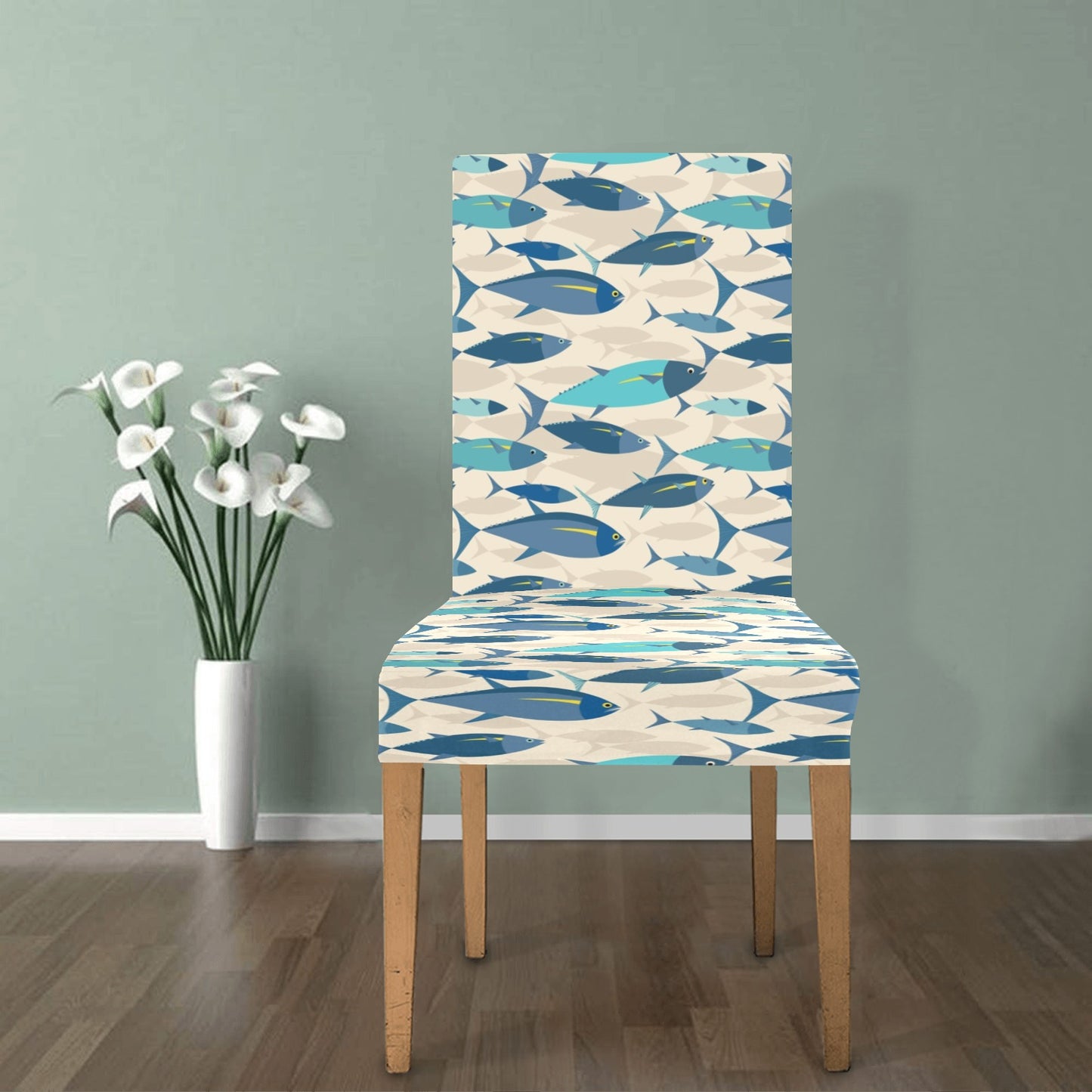 Tuna Fish Print Design LKS302 Dining Chair Slipcover
