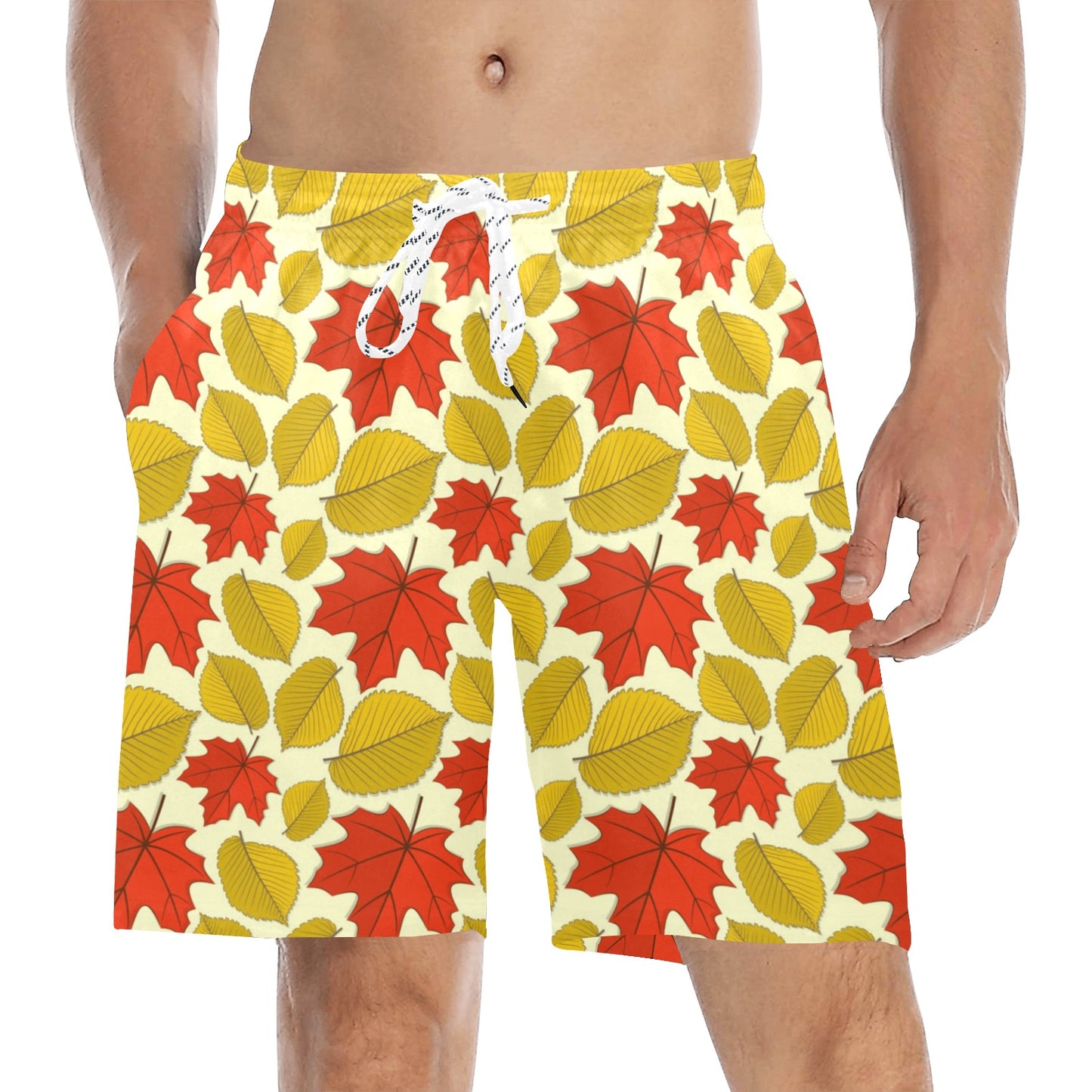 Elm Maple Leave Print Pattern Men's Swim Trunks Beach Shorts