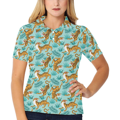 Tiger Print Design LKS304 Women's Polo Shirt