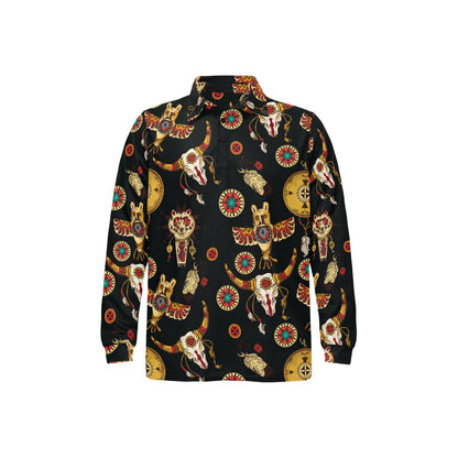 Native American Symbol Pattern Long Sleeve Polo Shirt For Men's