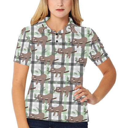 Sloth Print Design LKS301 Women's Polo Shirt
