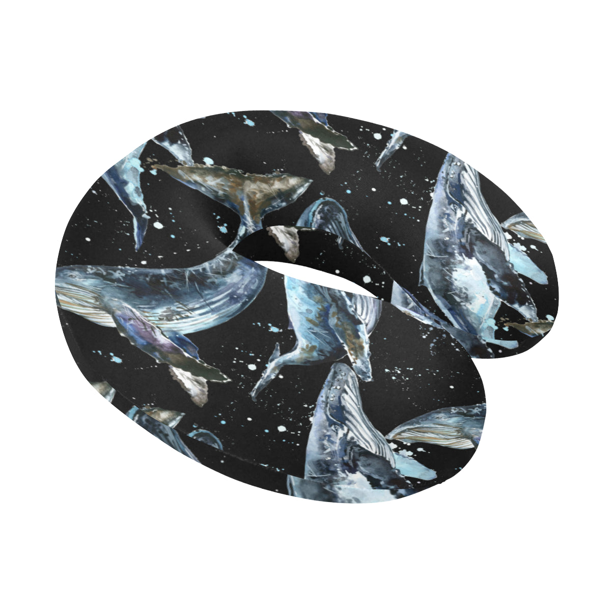 Humpback Whale Pattern Print Design 01 U-Shaped Travel Neck Pillow