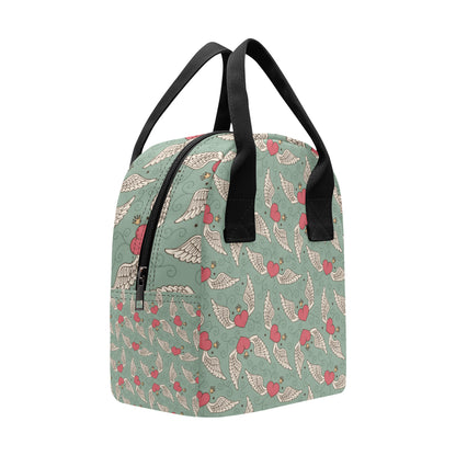 Angel Wings Heart Design Themed Print Insulated Lunch Bag