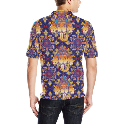Ganesha Pattern Print Design 01 Men Polo Shirt