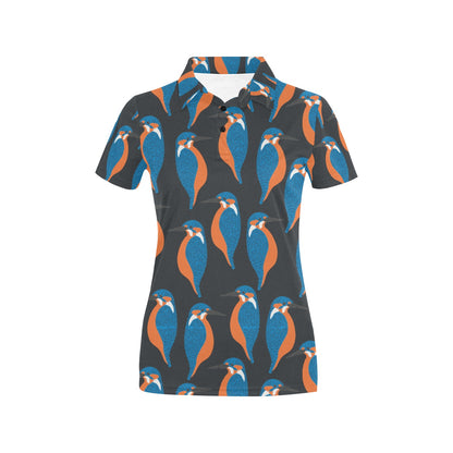 Kingfisher Pattern Print Design 03 Women's Polo Shirt