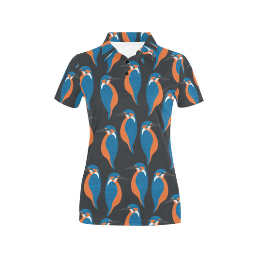 Kingfisher Pattern Print Design 03 Women's Polo Shirt