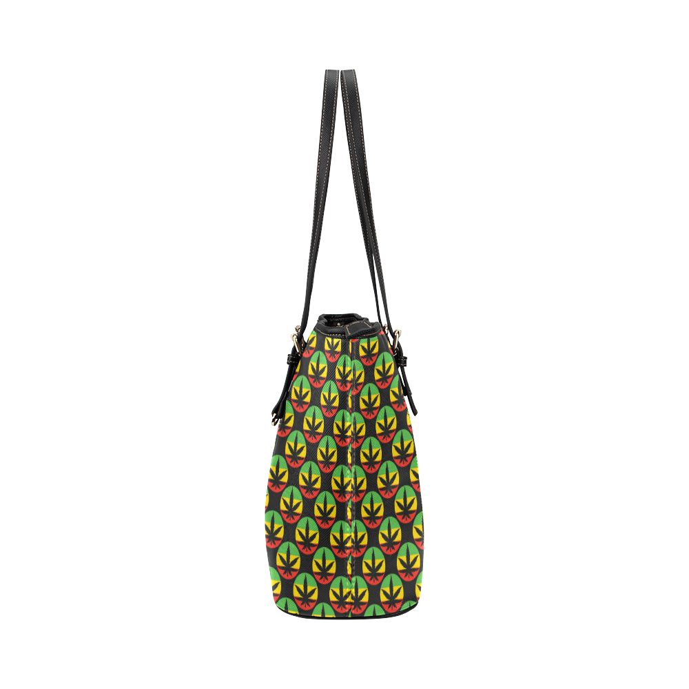 Rasta Reggae Color Design Leather Tote Bag