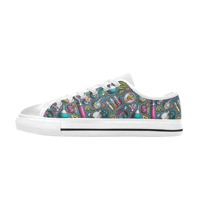 Science Print Design LKS304 Women's White Low Top Shoes