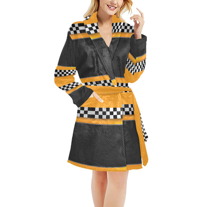 Checkered Pattern Print Design 01 Women's Fleece Robe