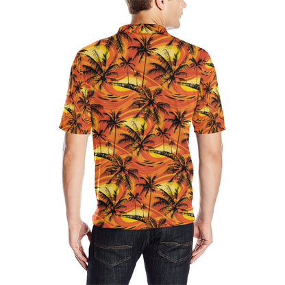 Palm Tree Pattern Print Design A02 Men Polo Shirt