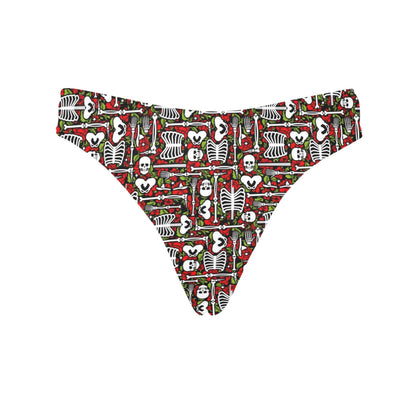Skeleton Pattern Print Women's Thongs
