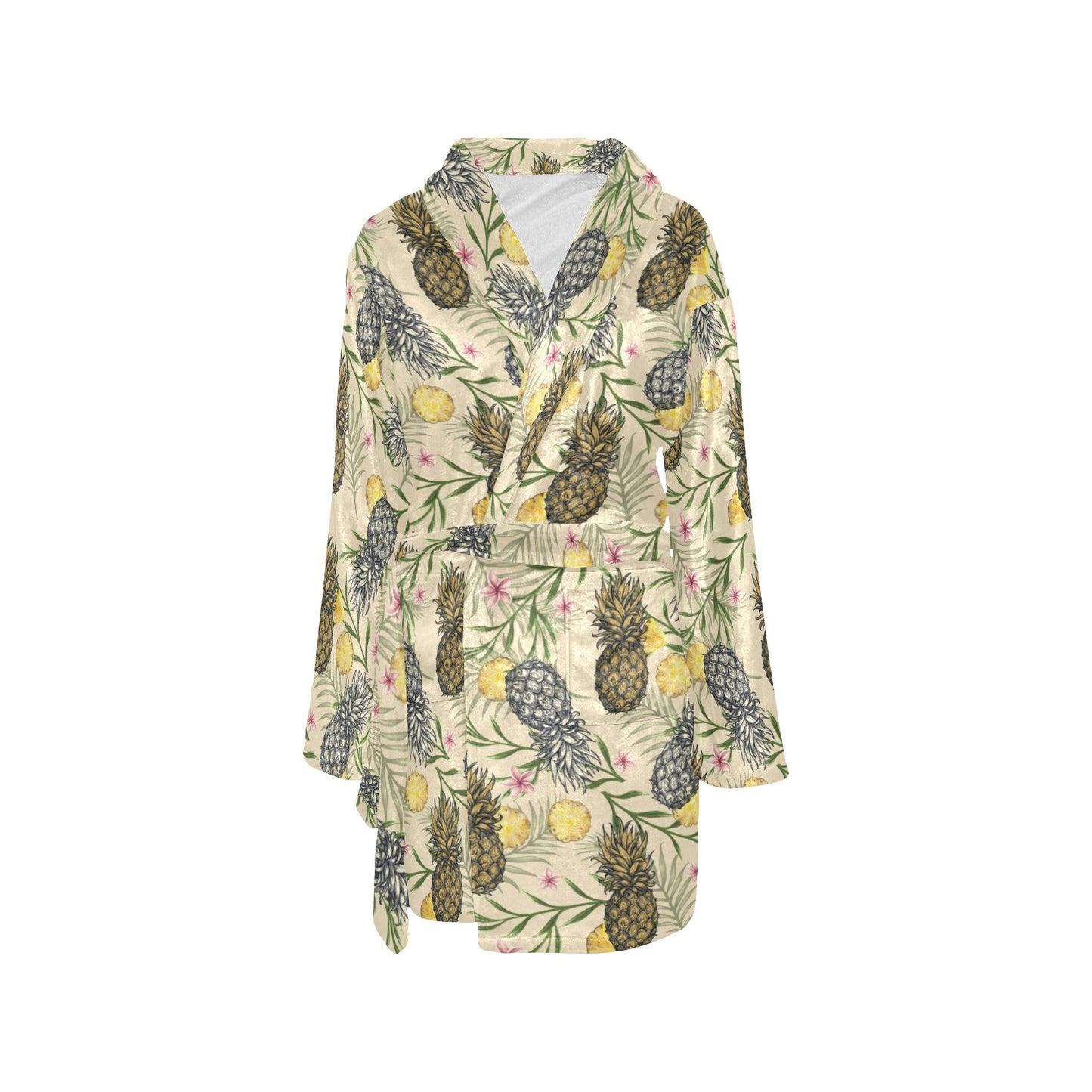 Pineapple Pattern Print Design PP012 Women's Fleece Robe