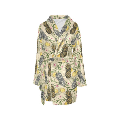 Pineapple Pattern Print Design PP012 Women's Fleece Robe