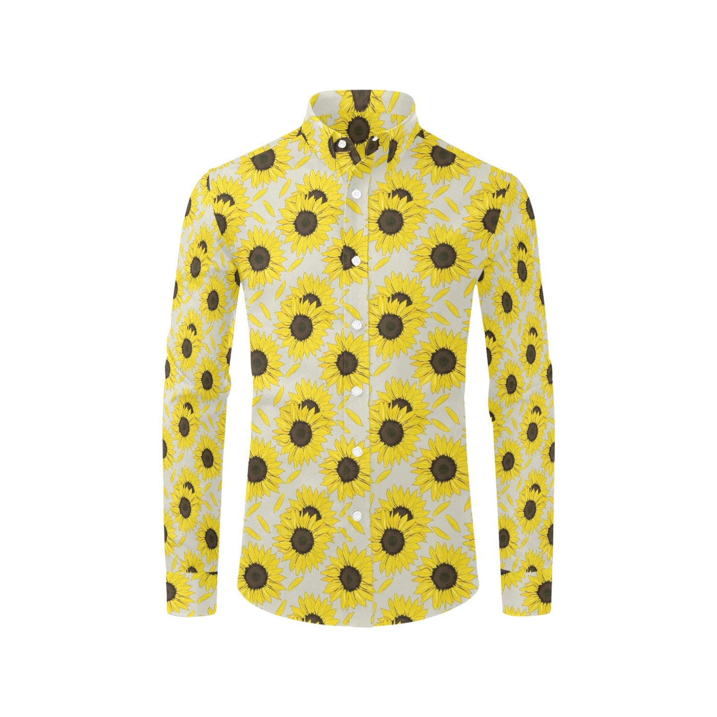 Sunflower Print Design LKS309 Men's Long Sleeve Dress Shirt