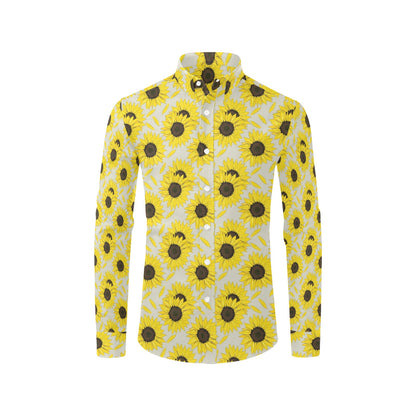 Sunflower Print Design LKS309 Men's Long Sleeve Dress Shirt