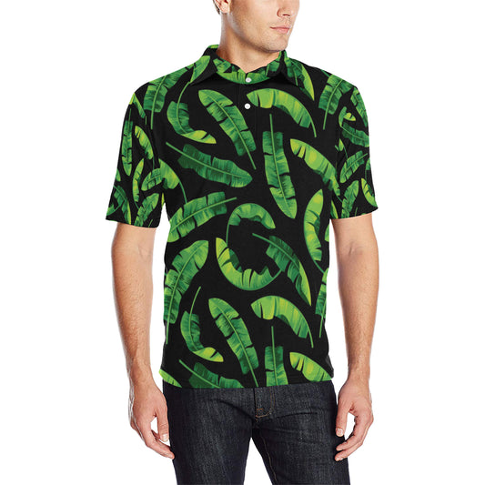 Banana Leaf Pattern Print Design BL02 Men Polo Shirt