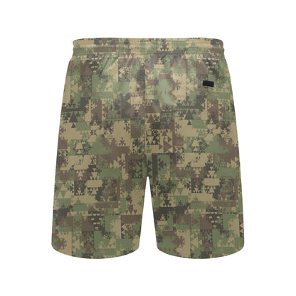 Camouflage Aztec Green Army Print Men's Swim Trunks Beach Shorts