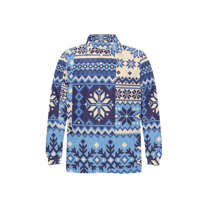 Nordic Pattern Print Design A04 Long Sleeve Polo Shirt For Men's