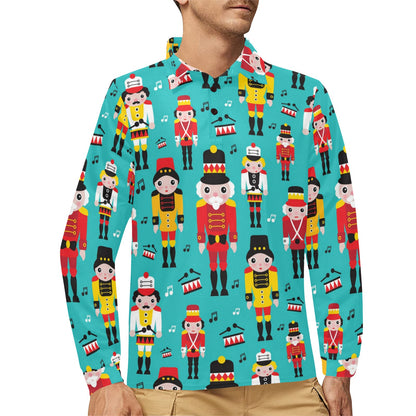 Nutcracker Pattern Print Design A03 Long Sleeve Polo Shirt For Men's