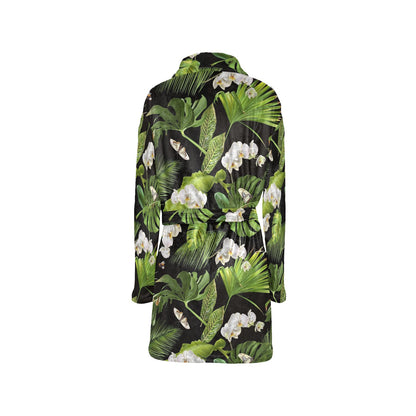 Tropical Flower Pattern Print Design TF026 Women's Fleece Robe