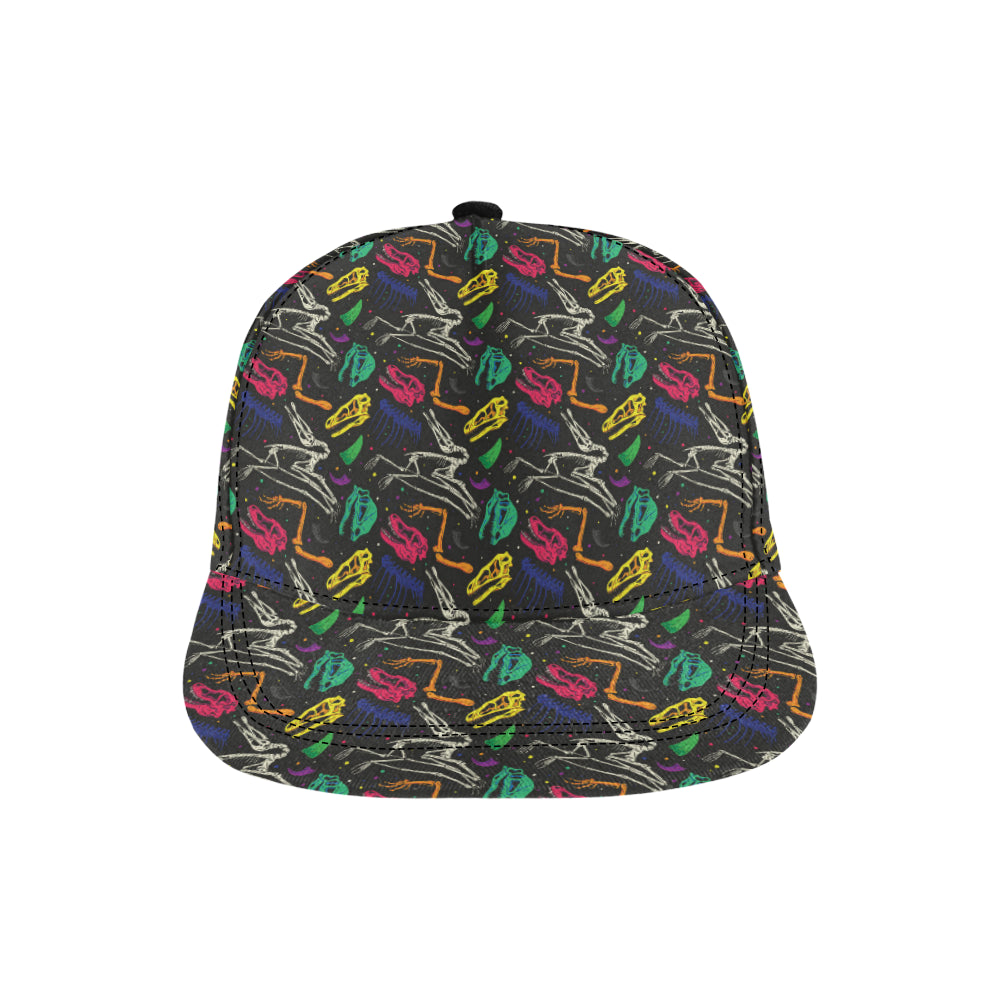 Dinosaur Skull Color Print Pattern Snapback Cap