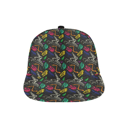 Dinosaur Skull Color Print Pattern Snapback Cap
