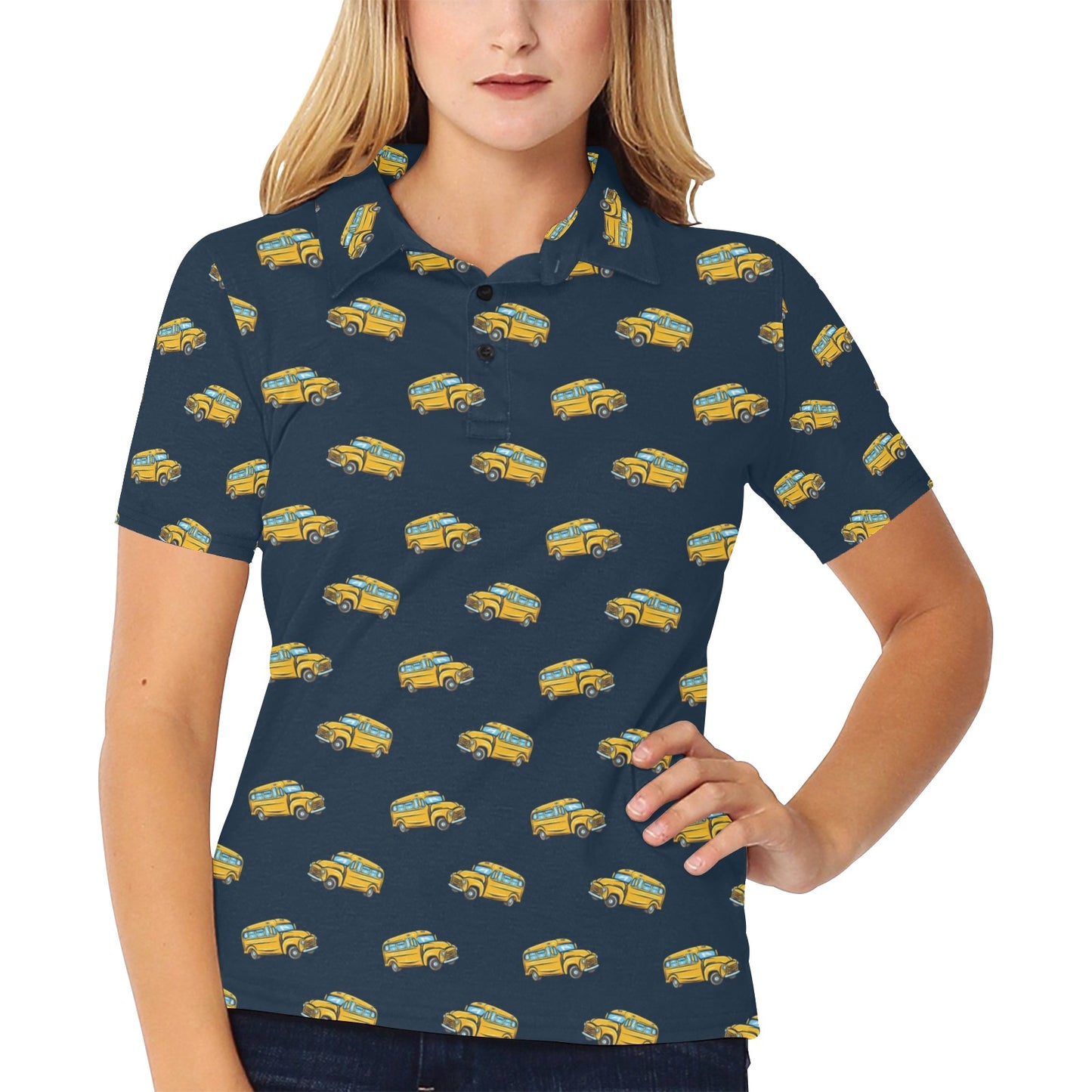 School Bus Print Design LKS304 Women's Polo Shirt