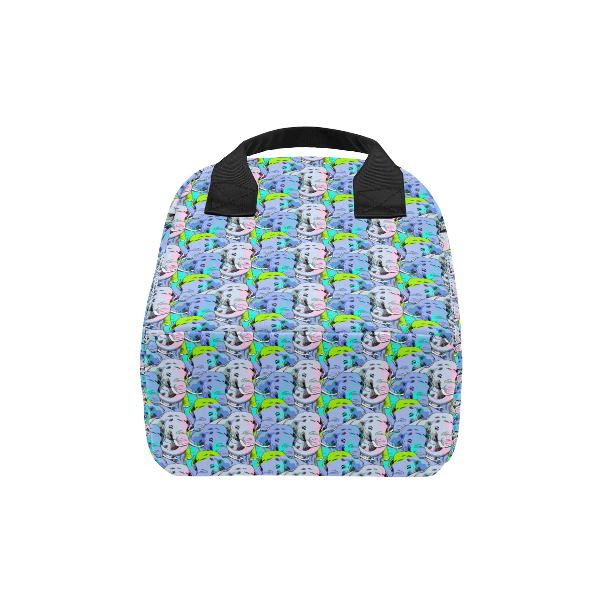 Elephant Art color Print Pattern Insulated Lunch Bag