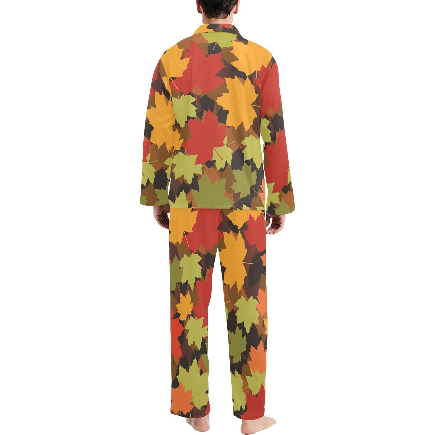 Maple Leaf Pattern Print Design 05 Men's Long Pajama Set