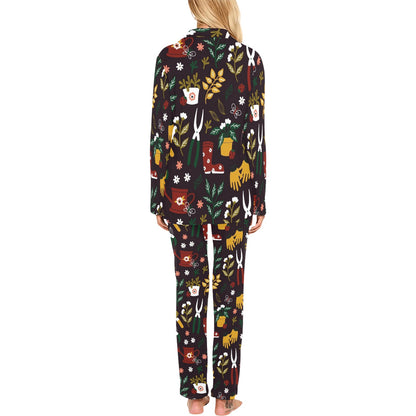 Gardening Pattern Print Design G05 Women's Long Pajama Set