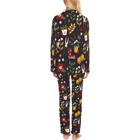 Gardening Pattern Print Design G05 Women's Long Pajama Set