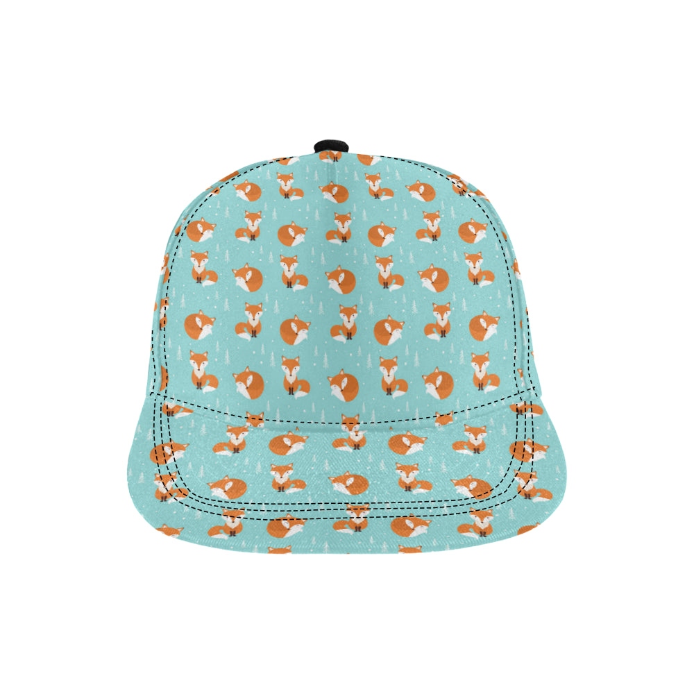 Fox Design Snow Print Pattern Snapback Cap