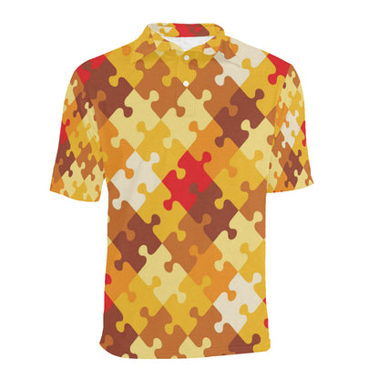 Puzzle Pattern Print Design A01 Men Polo Shirt