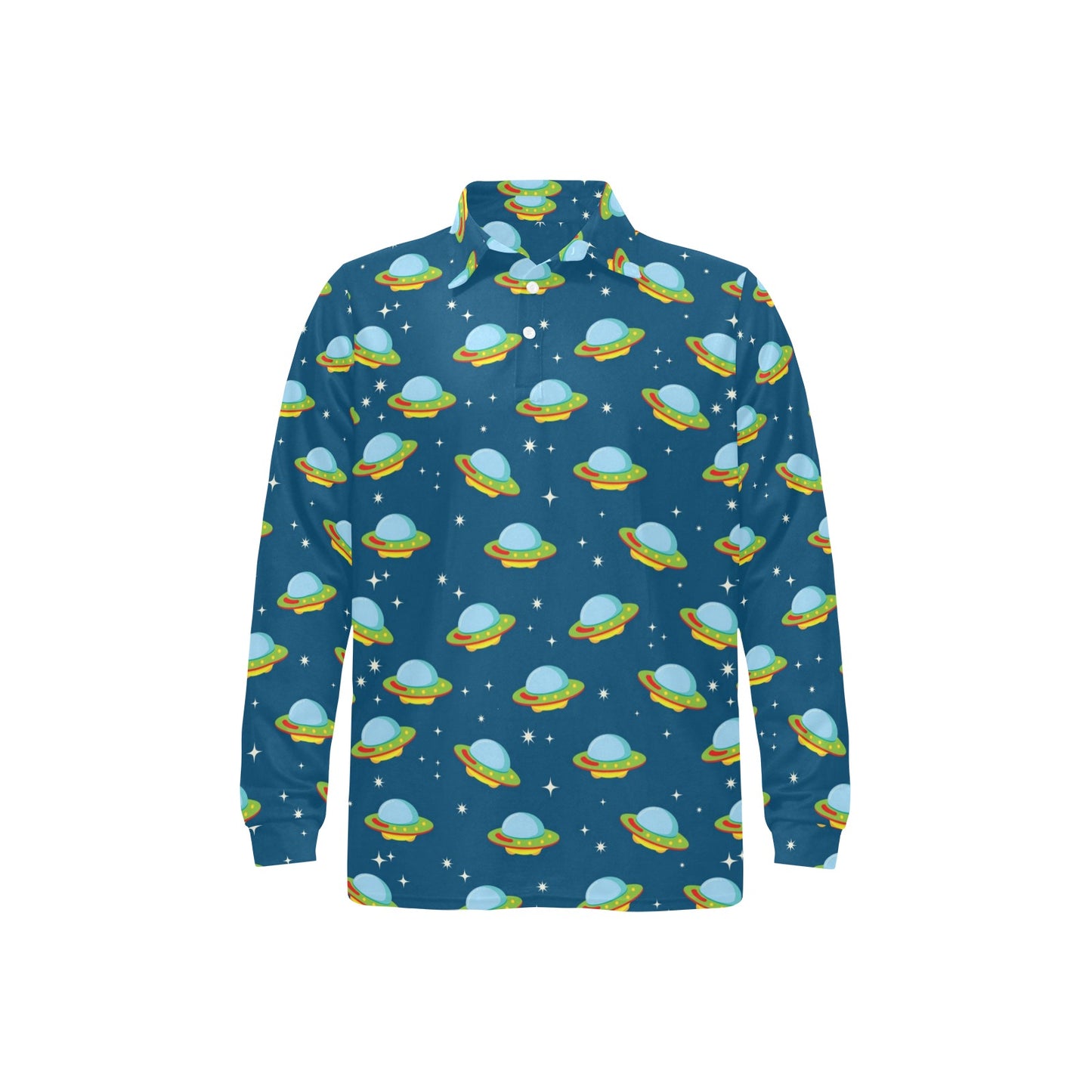 UFO Print Design LKS305 Long Sleeve Polo Shirt For Men's