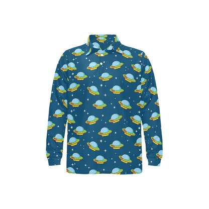 UFO Print Design LKS305 Long Sleeve Polo Shirt For Men's