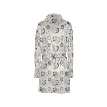 Sun Moon Print Design LKS302 Women's Fleece Robe