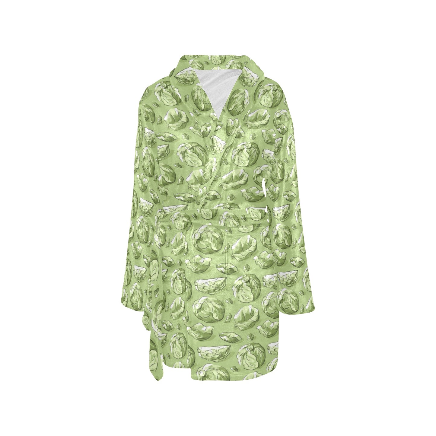Brussels Sprouts Pattern Print Design 01 Women's Fleece Robe