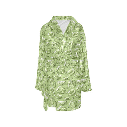 Brussels Sprouts Pattern Print Design 01 Women's Fleece Robe
