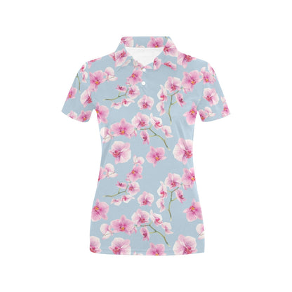 Orchid Pink Pattern Print Design OR01 Women's Polo Shirt