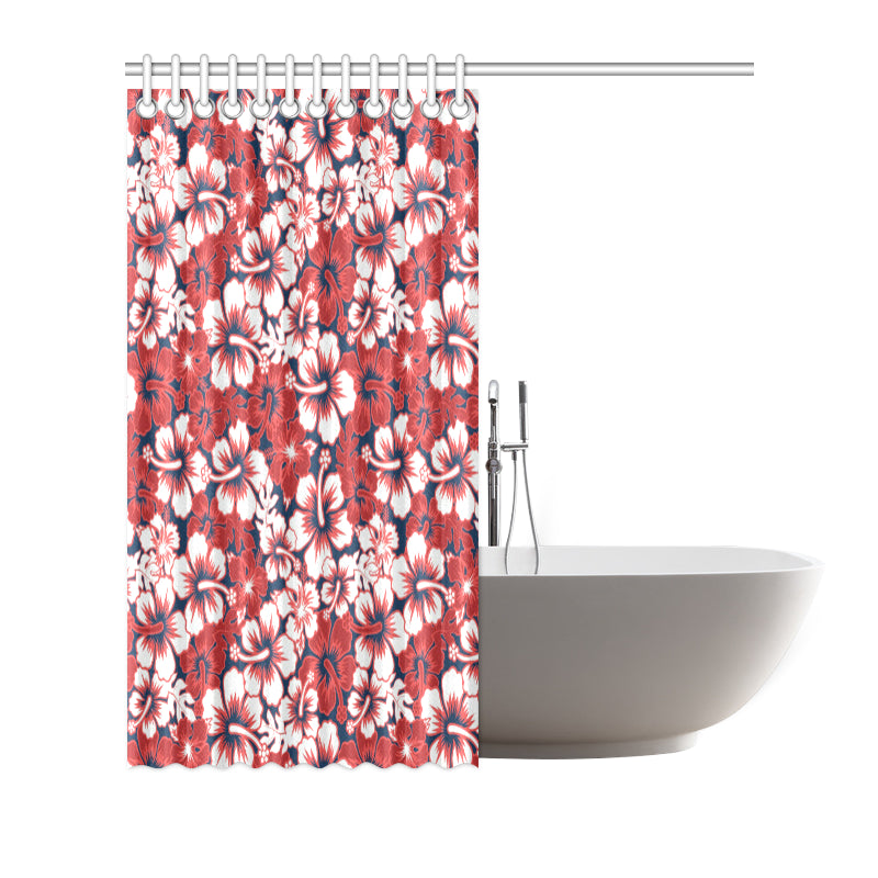 Red Hibiscus Pattern Print Design HB01 Shower Curtain