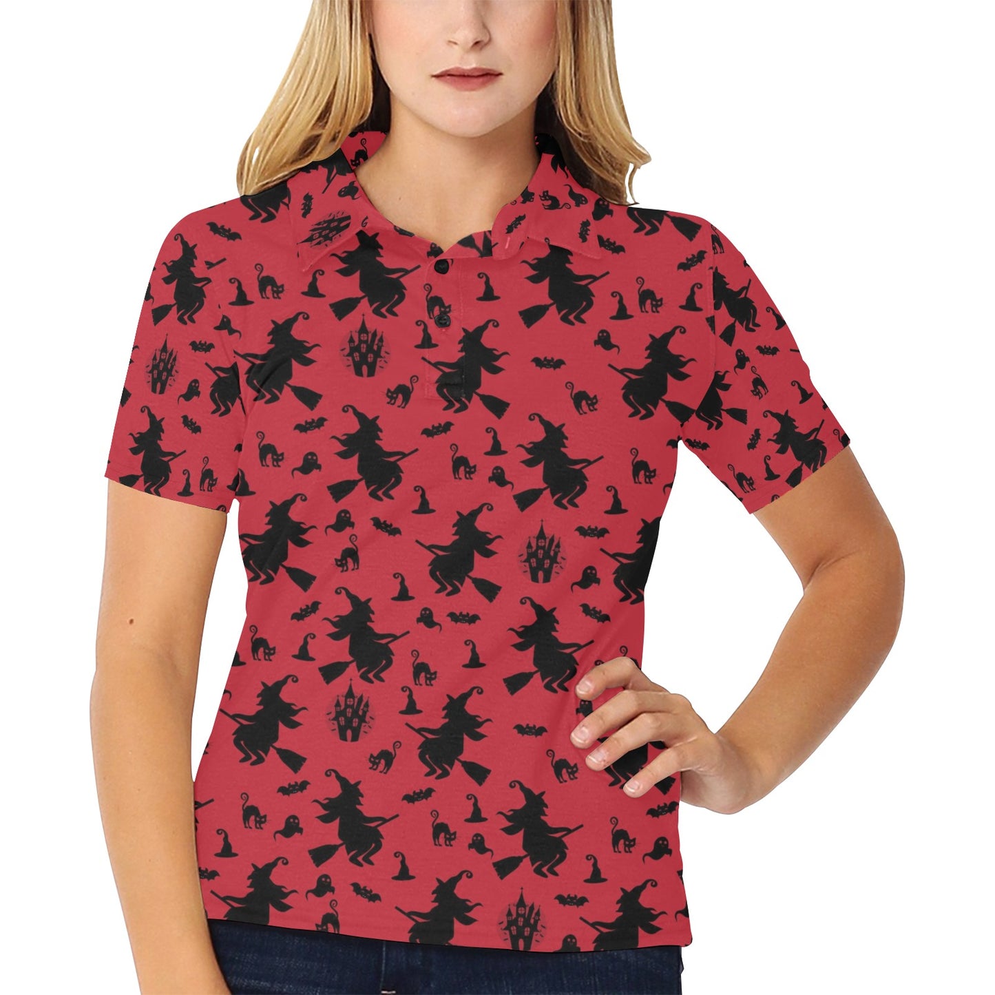 Witch Print Design LKS303 Women's Polo Shirt