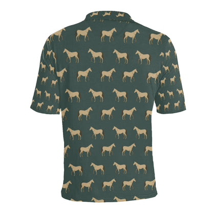 Horse Classic Themed Pattern Print Men Polo Shirt