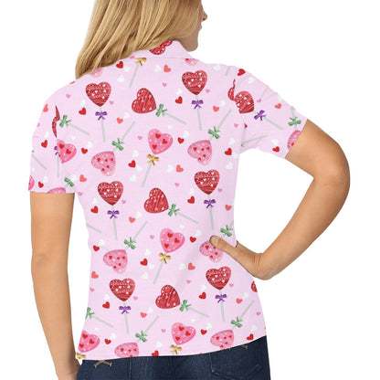 Lollipop Pattern Print Design LL07 Women's Polo Shirt